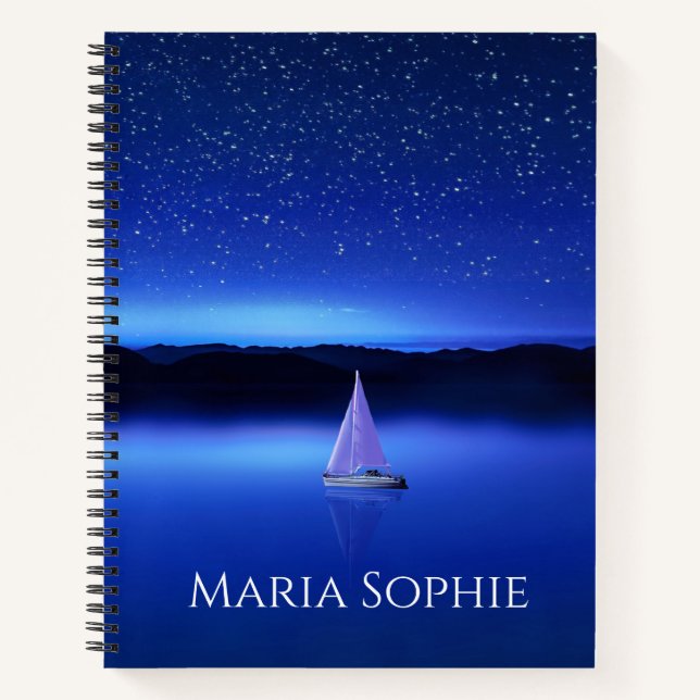 Sailboat under a Starry Night Sky Notebook (Front)