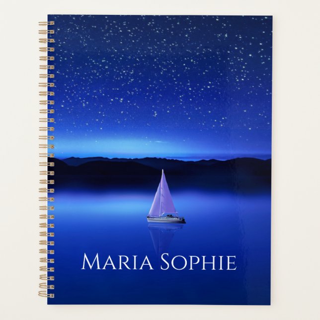 Sailboat under a Starry Night Sky Planner (Front)