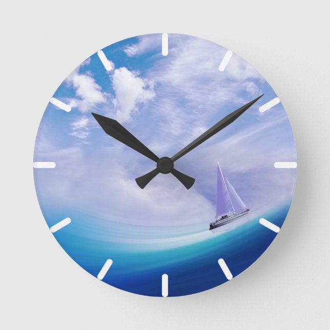Sailboat up an Epic Wave Round Clock (Front)