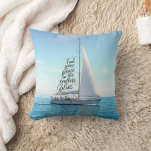 Sailboat with an Inspirational Quote Throw Pillow