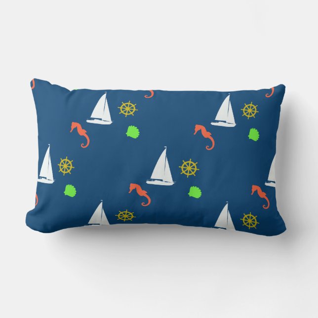 Sailboat with Blue Background Pillow in Two Sizes (Front)