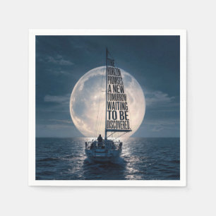 Sailboat with Inspirational Quote in Moonlight Napkin