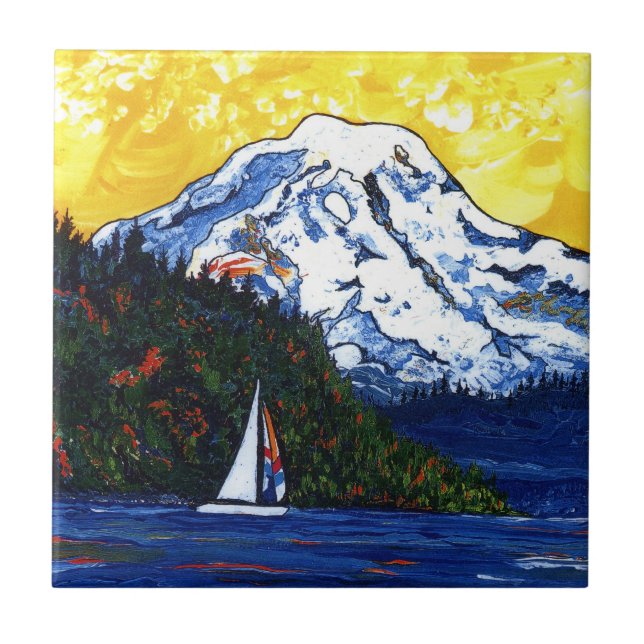 Sailboat with Mt Rainier Tile (Front)