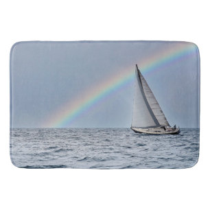 Sailboat with Rainbow Bath Mat
