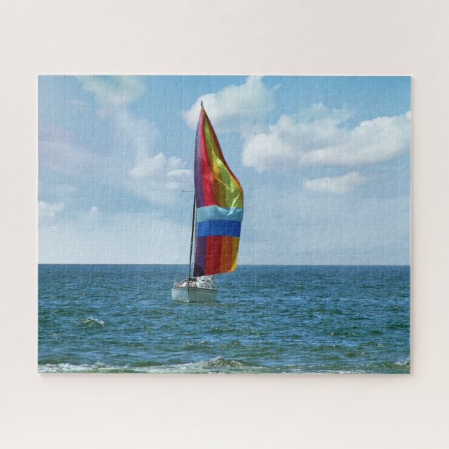 Sailboat with Rainbow Spinnaker Jigsaw Puzzle (Horizontal)