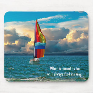 Sailboat with Rainbow Spinnaker Mouse Pad