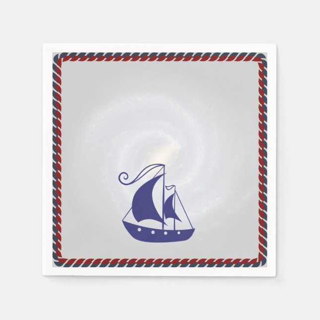 Sailboat with Rope Frame Napkin (Front)