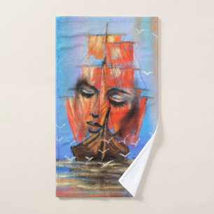 Sailboat Woman Beach Towel