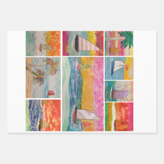 Sailboat Wrapping Paper Flat Sheet Set of 3