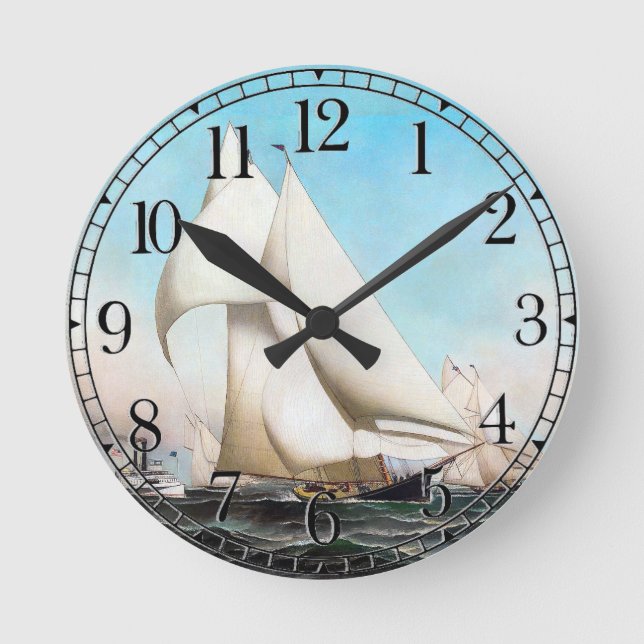 Sailboat Yacht Boat Race Ocean Sea Wall Clock (Front)