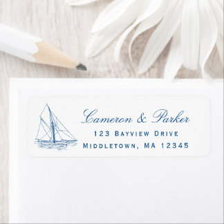 Sailboat Yacht Club Wedding Return Address