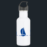 Sailboats 532 Ml Water Bottle<br><div class="desc">This water bottle is shown in white with a blue colour sailboat print. 
Customize this item or buy as is.</div>