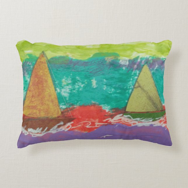 Sailboats Accent Pillow (Front)