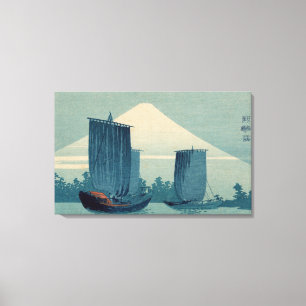 Sailboats and Mount Fuji - Uehara Konen Canvas Print