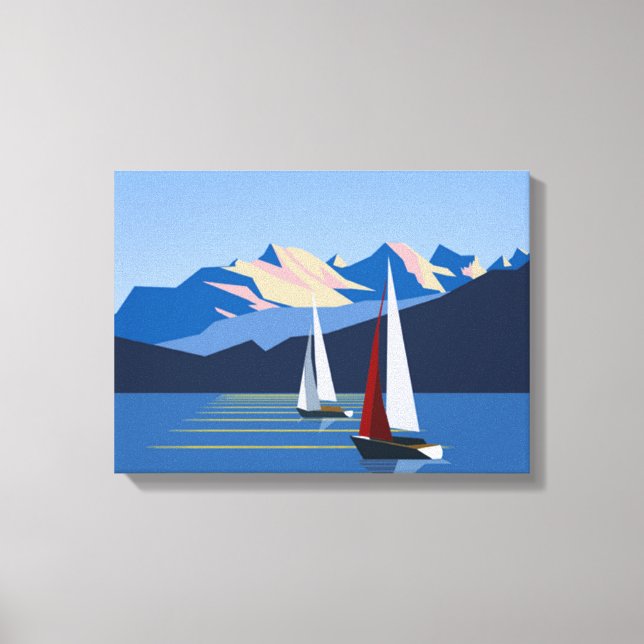 Sailboats And Mountains Canvas Print (Front)