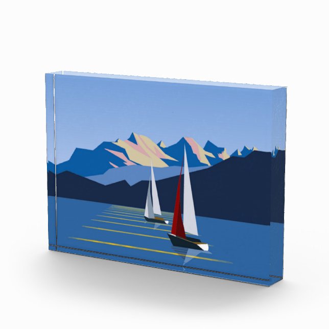 Sailboats And Mountains Photo Block (Right)