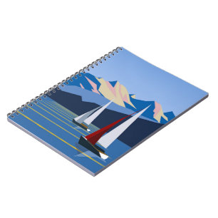 Sailboats And Mountains photo Notebook