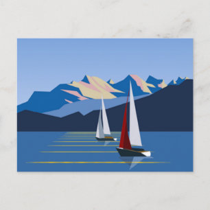 Sailboats And Mountains Postcard