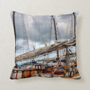 Sailboats Are Docked In The Key West Harbour Throw Pillow