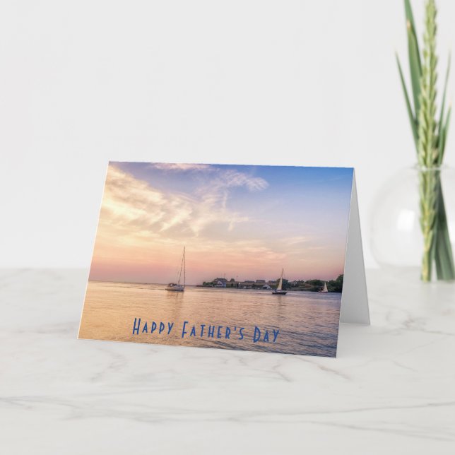Sailboats at Sunset Photo Father's Day Card (Front)