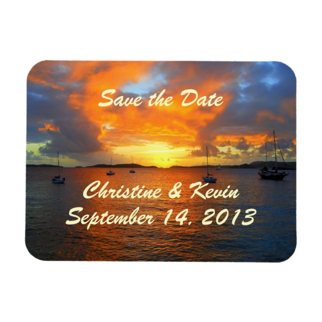 Sailboats at Sunset Save the Date Magnet (Horizontal)