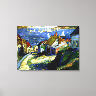 Sailboats by the Harbour, fine art painting Canvas Print