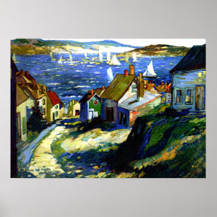 Sailboats by the Harbour, fine art painting Poster