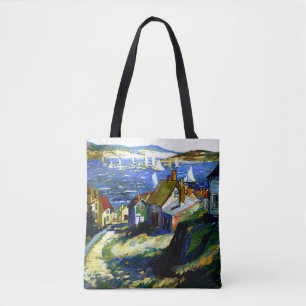 Sailboats by the Harbour, fine art painting Tote Bag