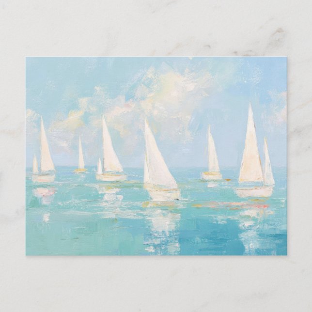 Sailboats Coastal Art Postcard  (Front)