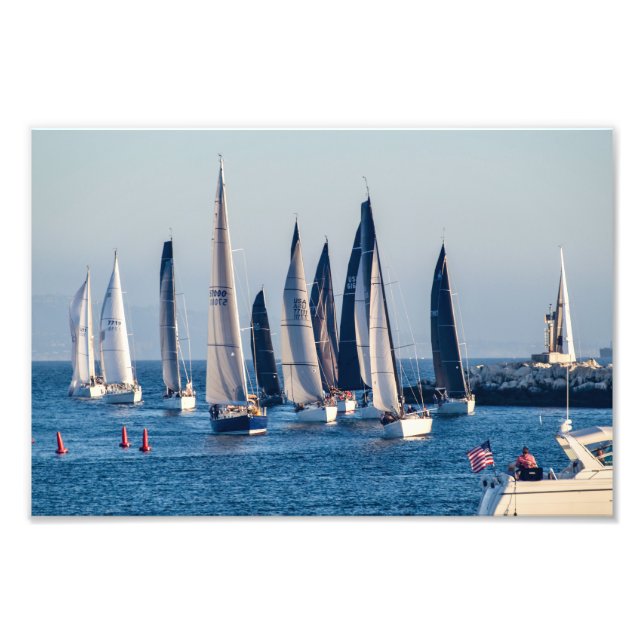 Sailboats Enter Channel - Marina Del Rey, CA Photo Print (Front)