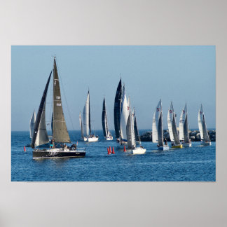 Sailboats Entering Channel. Marina Del Rey, CA Poster
