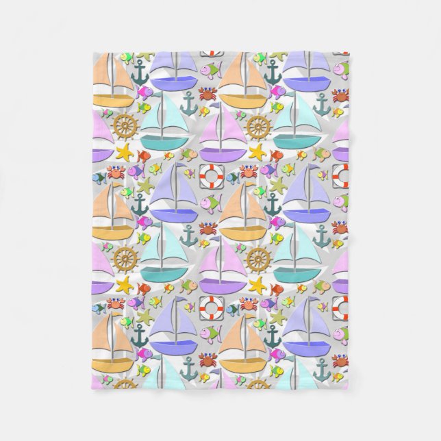Sailboats Fleece Blanket (Front)