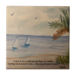 Sailboats - Floating On Memory Lake Tile