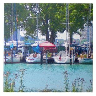 Sailboats In Dock Tile