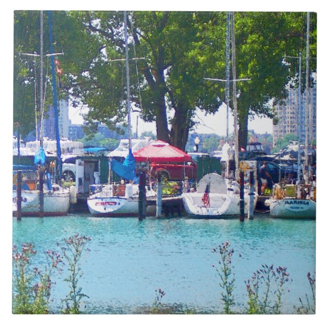 Sailboats In Dock Tile (Front)