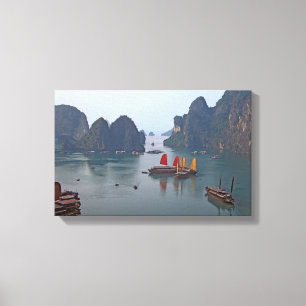 Sailboats in Ha Long Bay - Vietnam, Asia Canvas Print