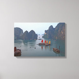 Sailboats in Ha Long Bay - Vietnam, Asia Canvas Print