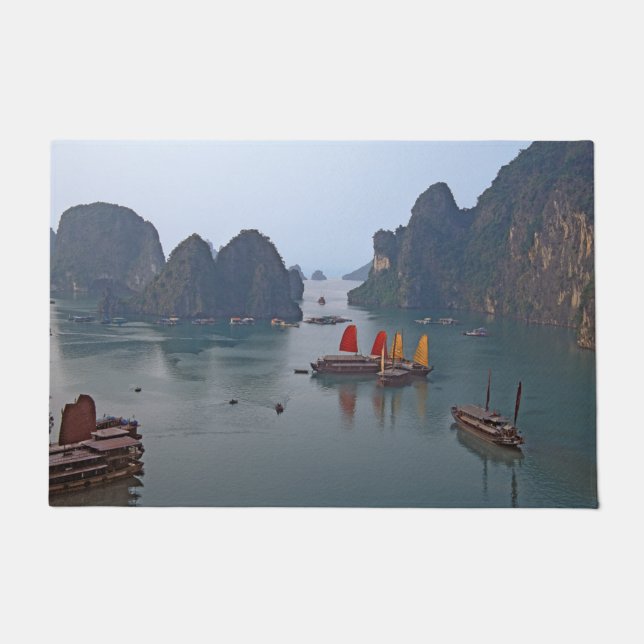 Sailboats in Ha Long Bay - Vietnam, Asia Doormat (Front)