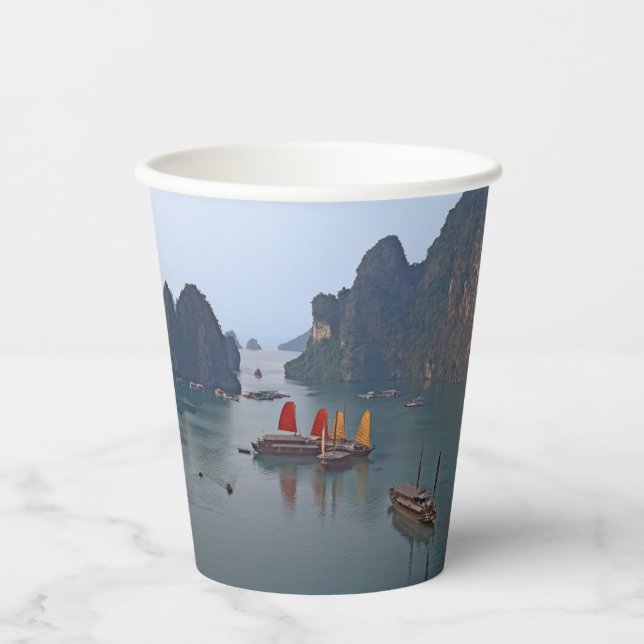 Sailboats in Ha Long Bay - Vietnam, Asia Paper Cups (Front)
