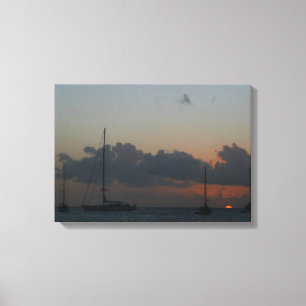 Sailboats in Sunset Tropical Seascape Canvas Print