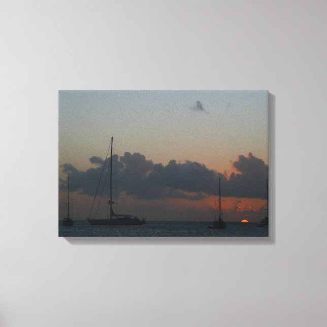 Sailboats in Sunset Tropical Seascape Canvas Print (Front)