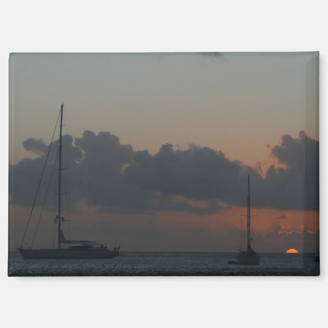 Sailboats in Sunset Tropical Seascape Magnet (Front)