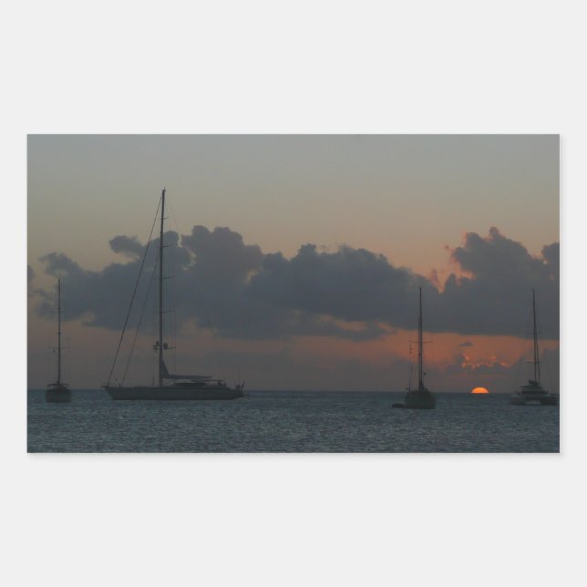 Sailboats in Sunset Tropical Seascape Sticker (Front)