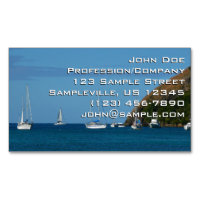 Sailboats in the Bay White and Blue Nautical