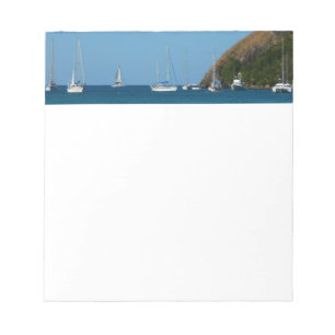 Sailboats in the Bay White and Blue Nautical Notepad