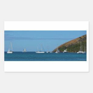 Sailboats in the Bay White and Blue Nautical Sticker