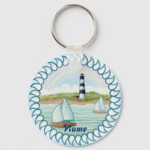 Sailboats Lighthouse  Keychain