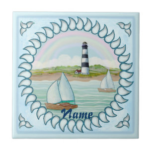 Sailboats Lighthouse Tile