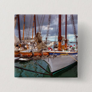 Sailboats Morred At Key West 2 Inch Square Button
