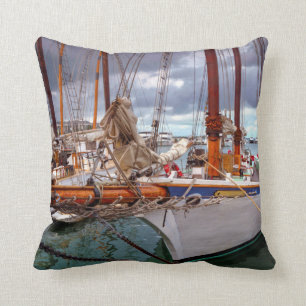 Sailboats Morred At Key West Throw Pillow